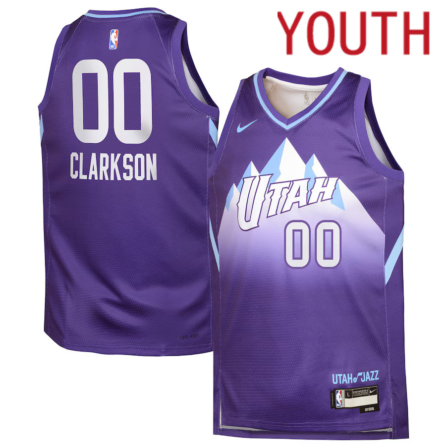 Youth Utah Jazz #00 Jordan Clarkson Nike Purple City Edition 2024-25 Swingman Player NBA Jersey